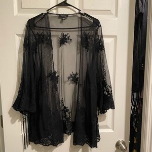 Black Waist Length Kimono